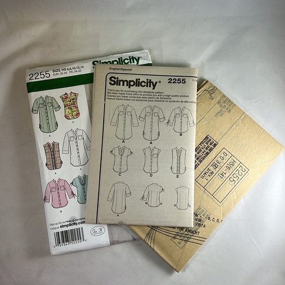 Simplicity 2255 UNCUT Easy to Sew Shirt Sewing Pattern Sizes 6 8 10 12 14 - Picture 6 of 6